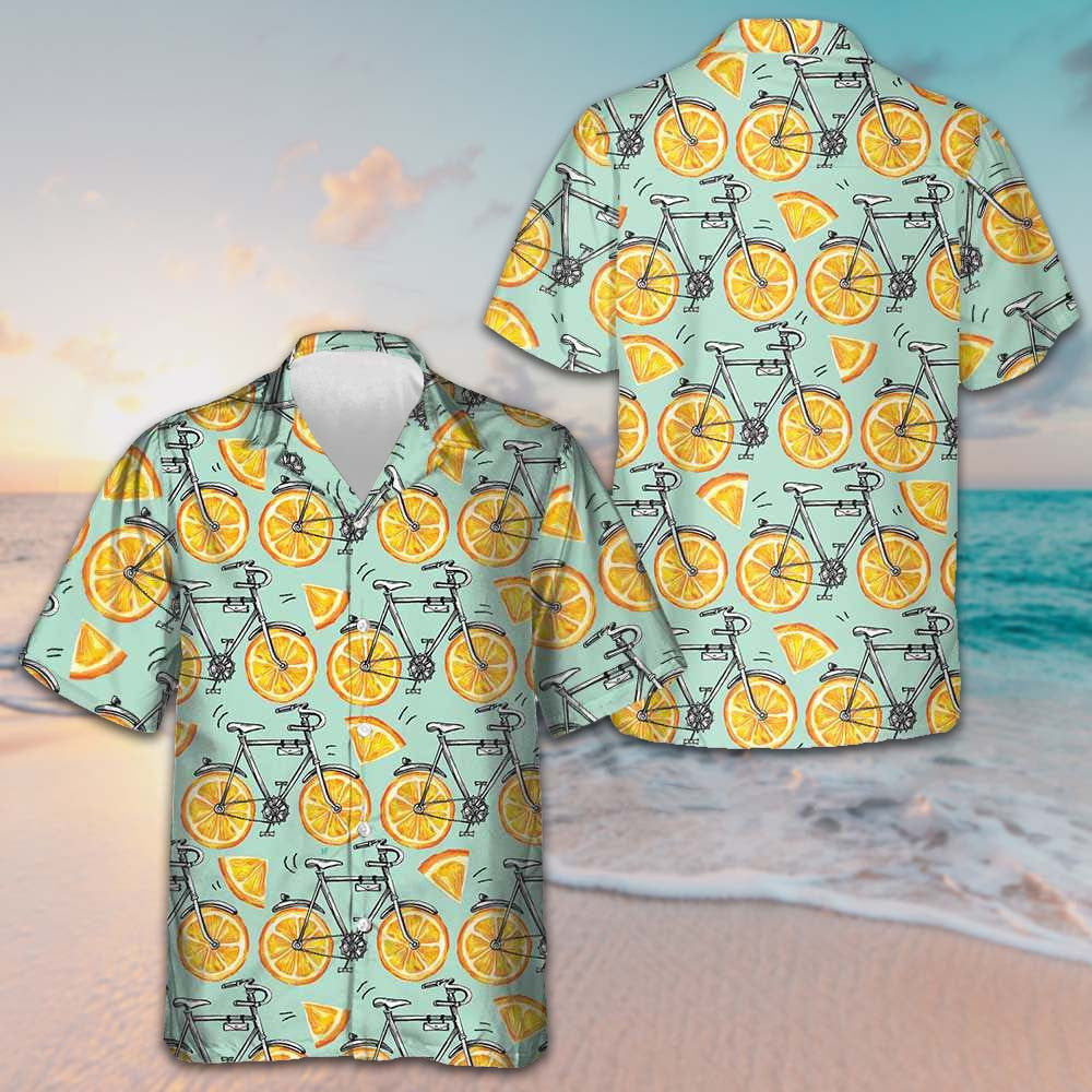 I Love Cycling And Orange Hawaiian Shirt Best Summer Shirts For Guys Gifts For Bikers