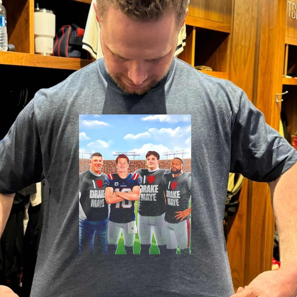 I Love Drake Maye Graphic Cartoon Shirt New England Football Merch Gifts For Fans I Love Drake Maye Graphic Cartoon Shirt New England Football Merch Gifts For Fans