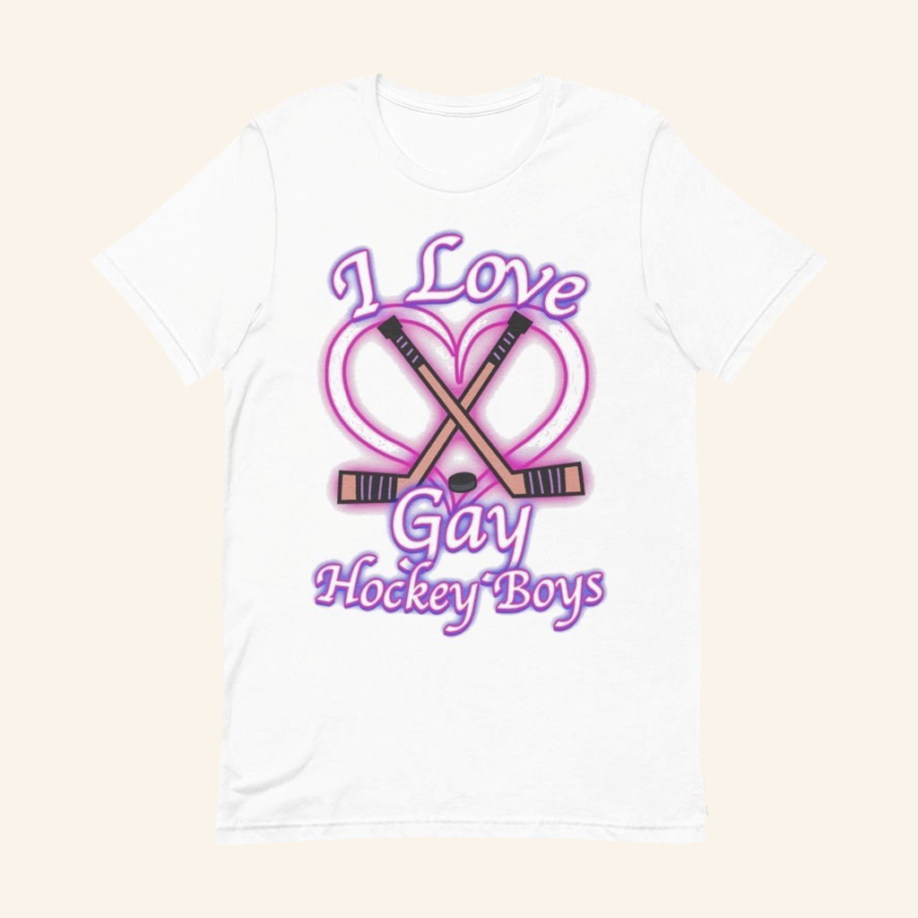 I Love Gay Hockey Boys T-Shirt Funny Humorous Shirt Gifts For Friends