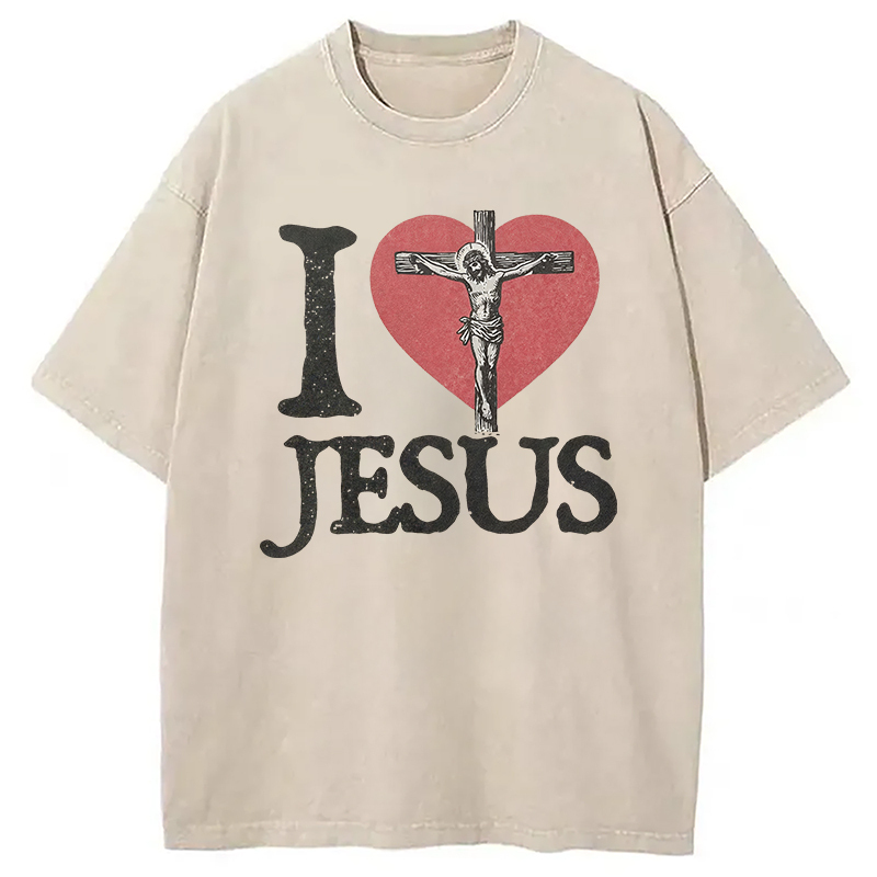I Love Jesus Washed T-Shirt Soft Comfortable Daily T Shirt Gifts For Besties I Love Jesus Washed T-Shirt Soft Comfortable Daily T Shirt Gifts For Besties