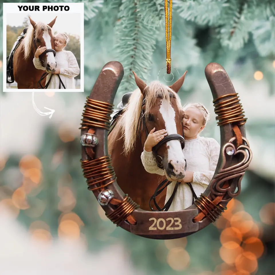I Love My Horse Personalized Custom Photo Mica Ornament Christmas Gift For Horse Lover