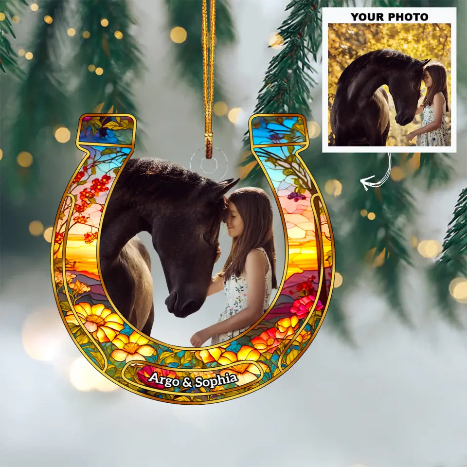 I Love My Horse Personalized Custom Photo Mica Ornament Memorial Christmas Gift For Ho