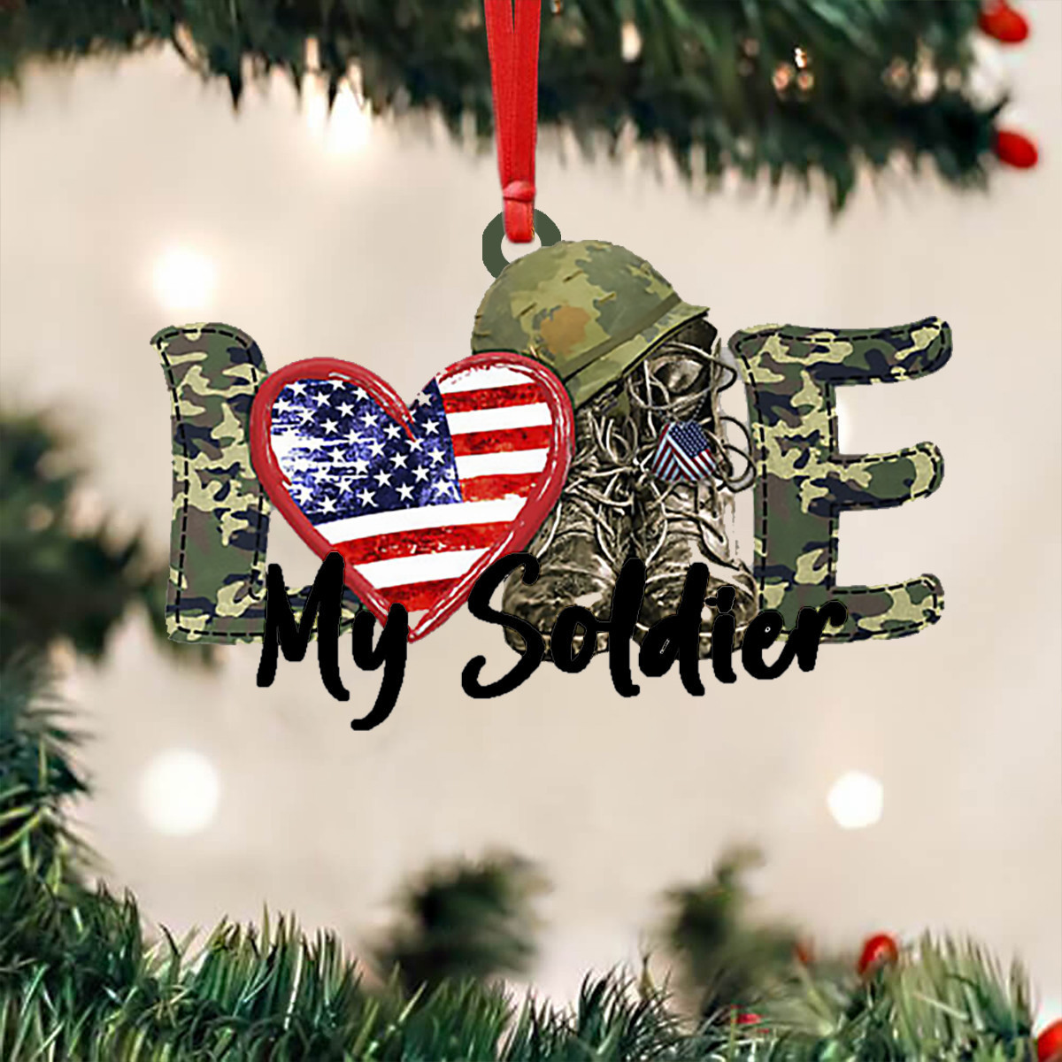 I Love My Soldier Military Ornament Military Themed Christmas Ornament For Tree Xmas Gifts