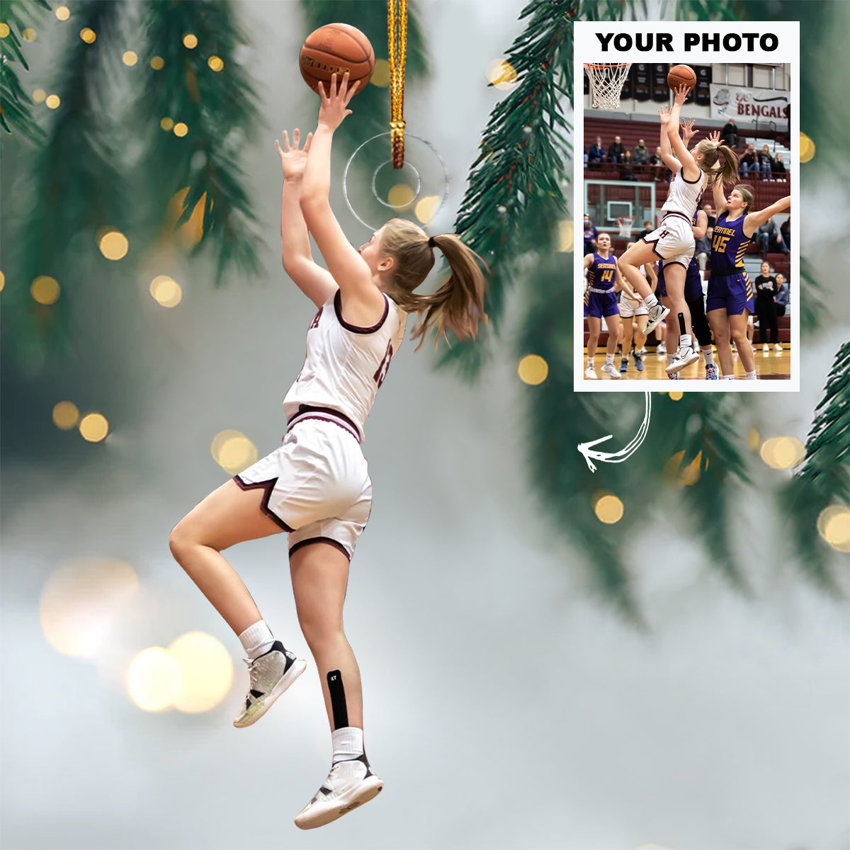 I Love Playing Basketball Personalized Custom Photo Mica Ornament Christmas Gift For