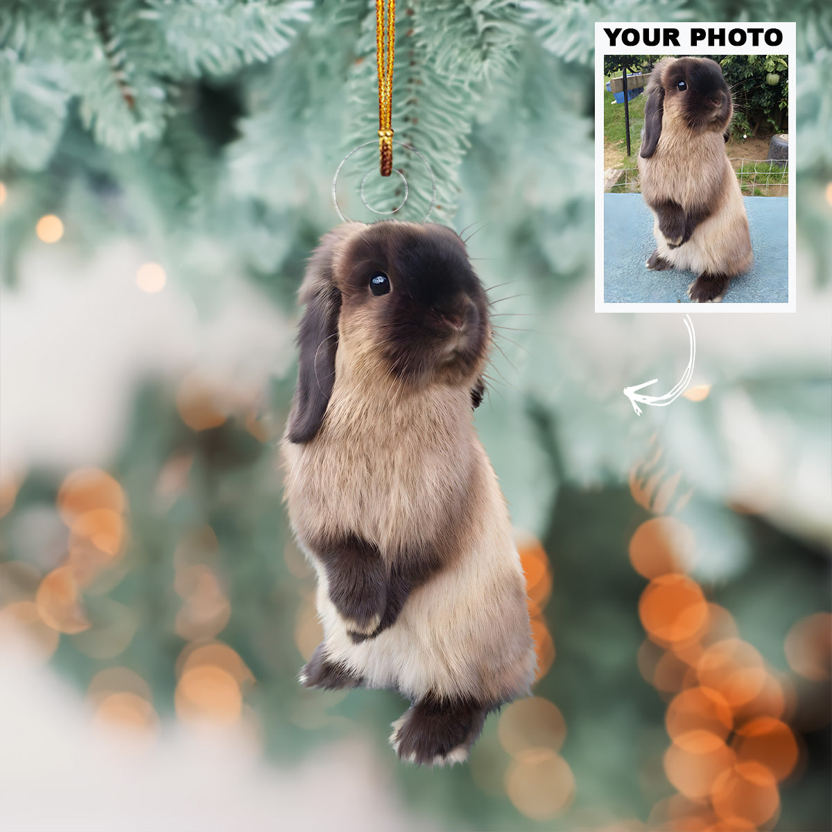 I Love Rabbit Personalized Custom Photo Mica Ornament Christmas Gift For Rabbit Lovers