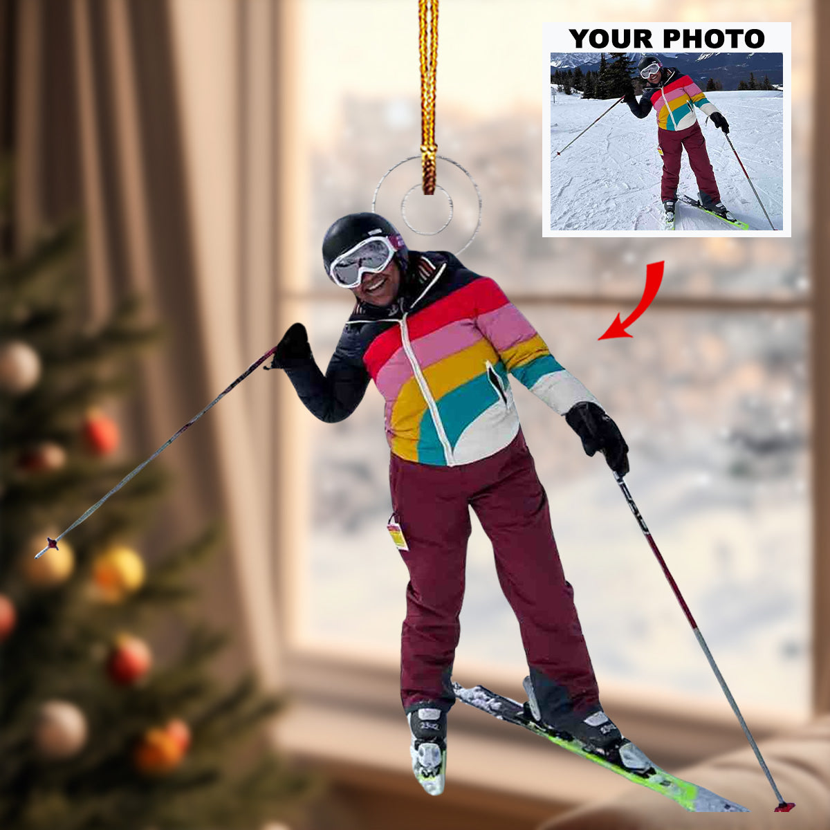 I Love Skiing Personalized Mica Ornament Gift For Skiing Lovers Family Members
