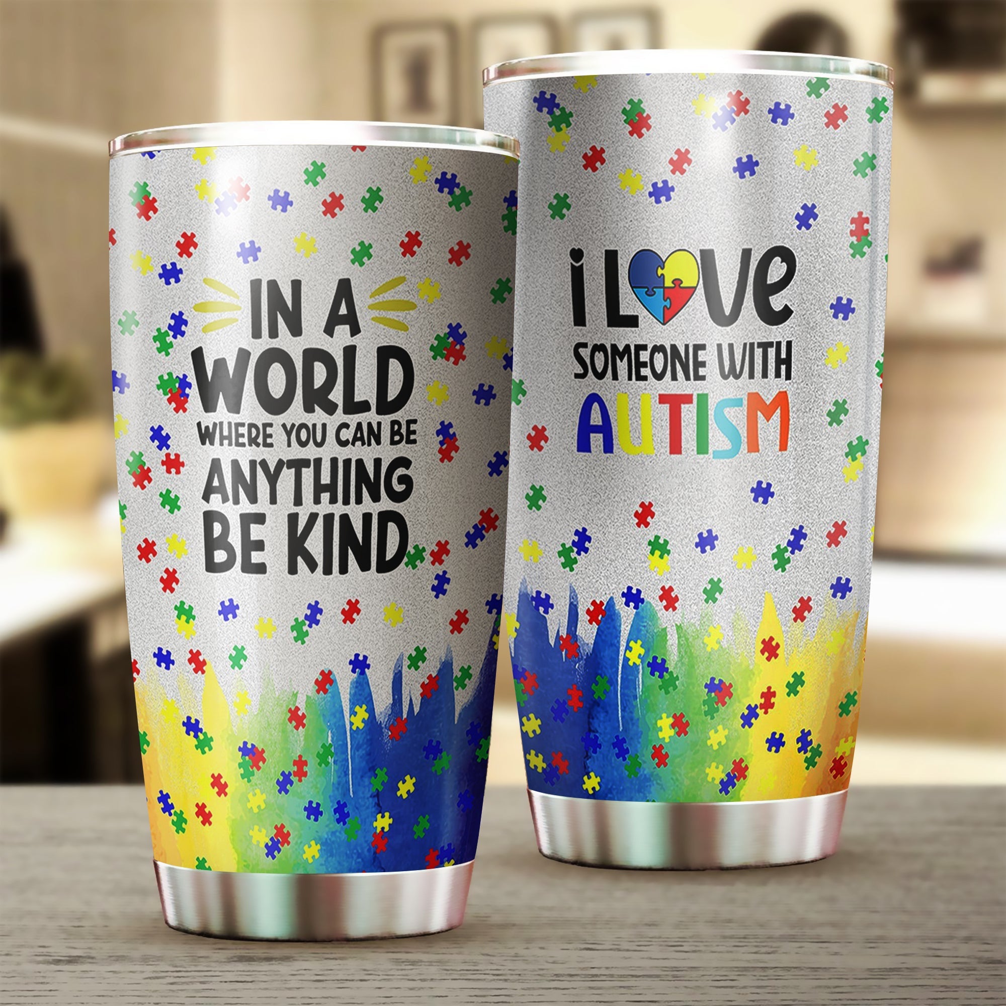 I Love Someone With Autism Tumbler In A World Be Kind Autism Awareness Gifts I Love Someone With Autism Tumbler In A World Be Kind Autism Awareness Gifts