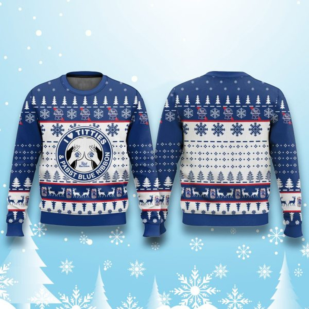 I Love Titties and Pabst Blue Ribbon Ugly Christmas Sweater Cool Christmas Gifts For Guys I Love Titties and Pabst Blue Ribbon Ugly Christmas Sweater Cool Christmas Gifts For Guys