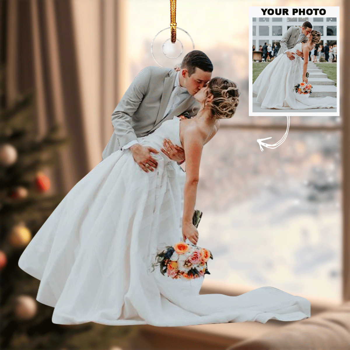 I Love You To The Moon And Back Personalized Photo Mica Ornament Christmas Anniversary
