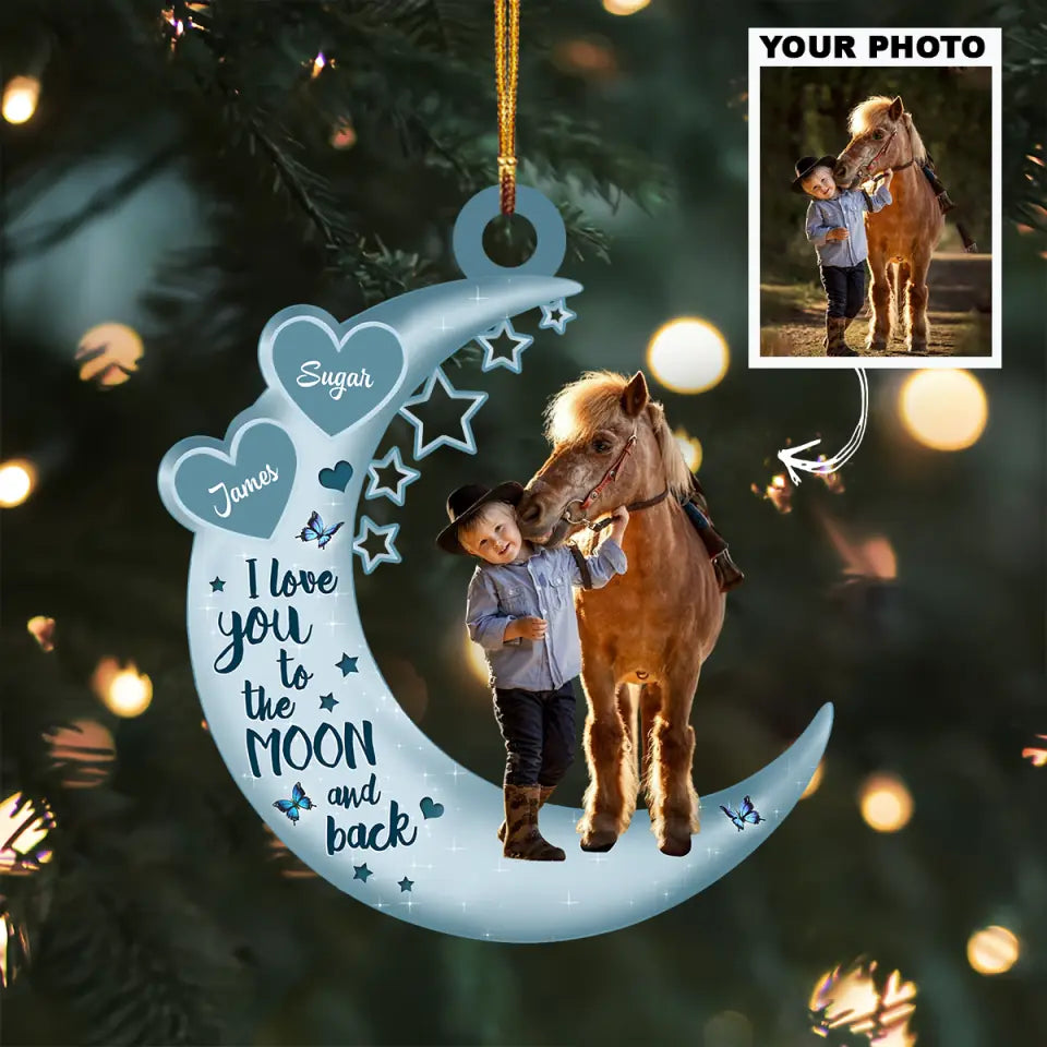 I Love You To The Moon And Back V2 Personalized Custom Photo Mica Ornament Christmas