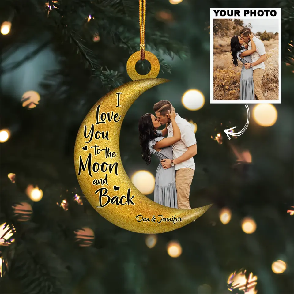 I Love You To The Moon And Back V3 Personalized Custom Photo Mica Ornament Christmas