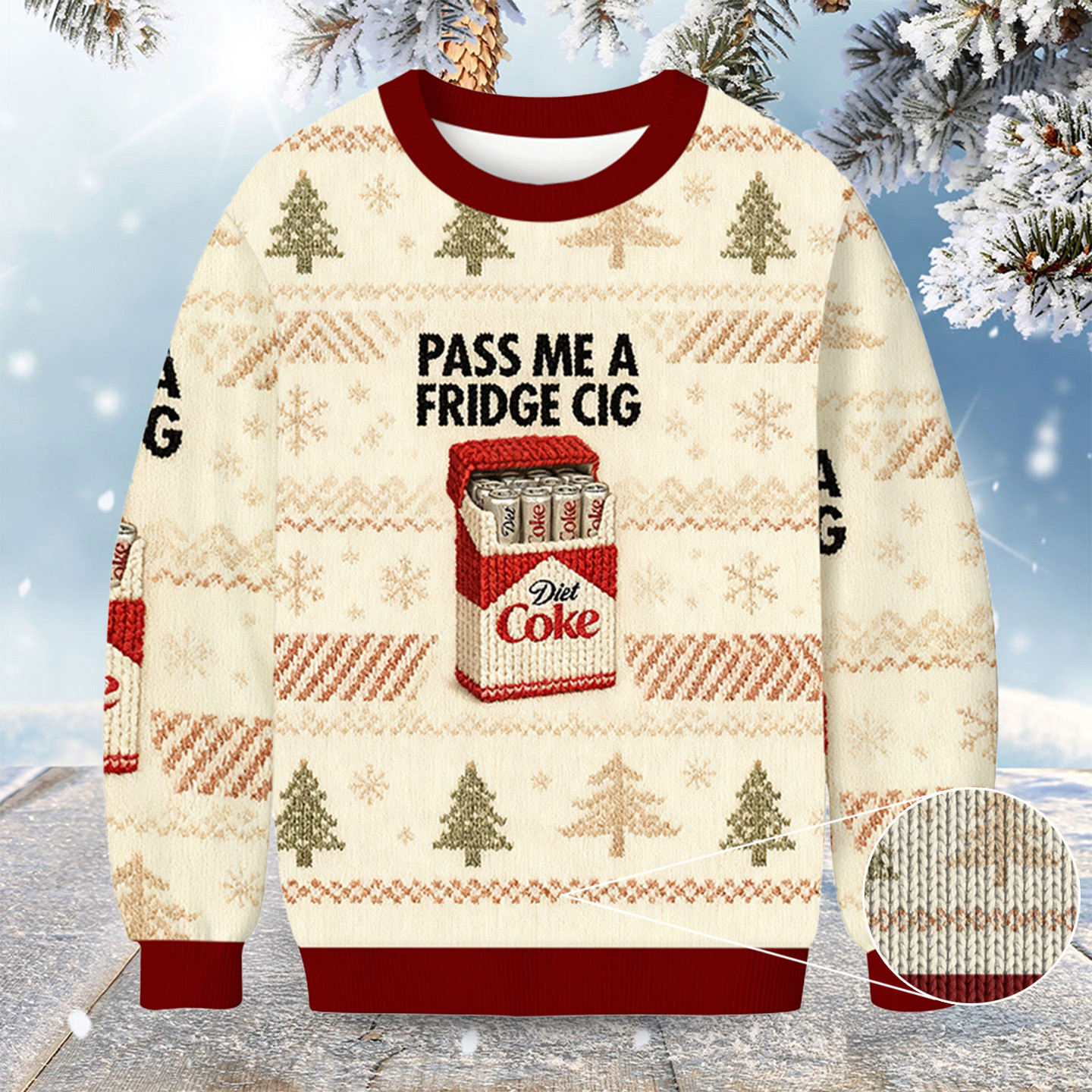 I Need A Diet Coke Christmas Ugly Sweater Pass Me A Fridge Cig Xmas Clothing Gifts For Him