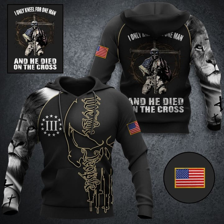 I Only Kneel For One Man Veteran Hoodie We The People Skull Lion Hoodie Gifts For Veterans