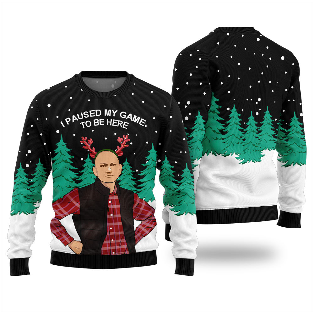 I Paused My Game To Be Here Funny Christmas Sweater Cute Christmas Sweatshirt for Holiday Spirit