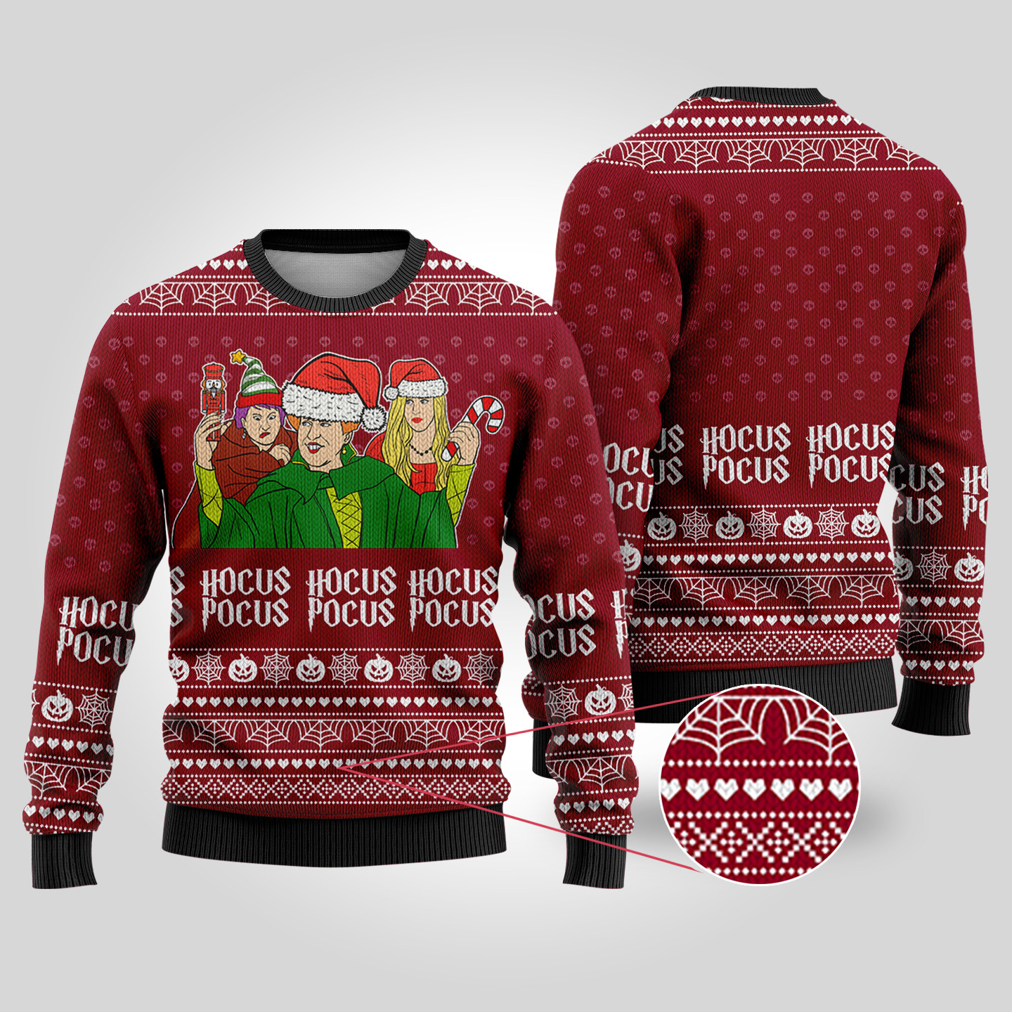 I Put A Spell On You Hocus Pocus Halloween Sweater Cardinal Red Funny Xmas Sweater for Ugly Sweater Parties
