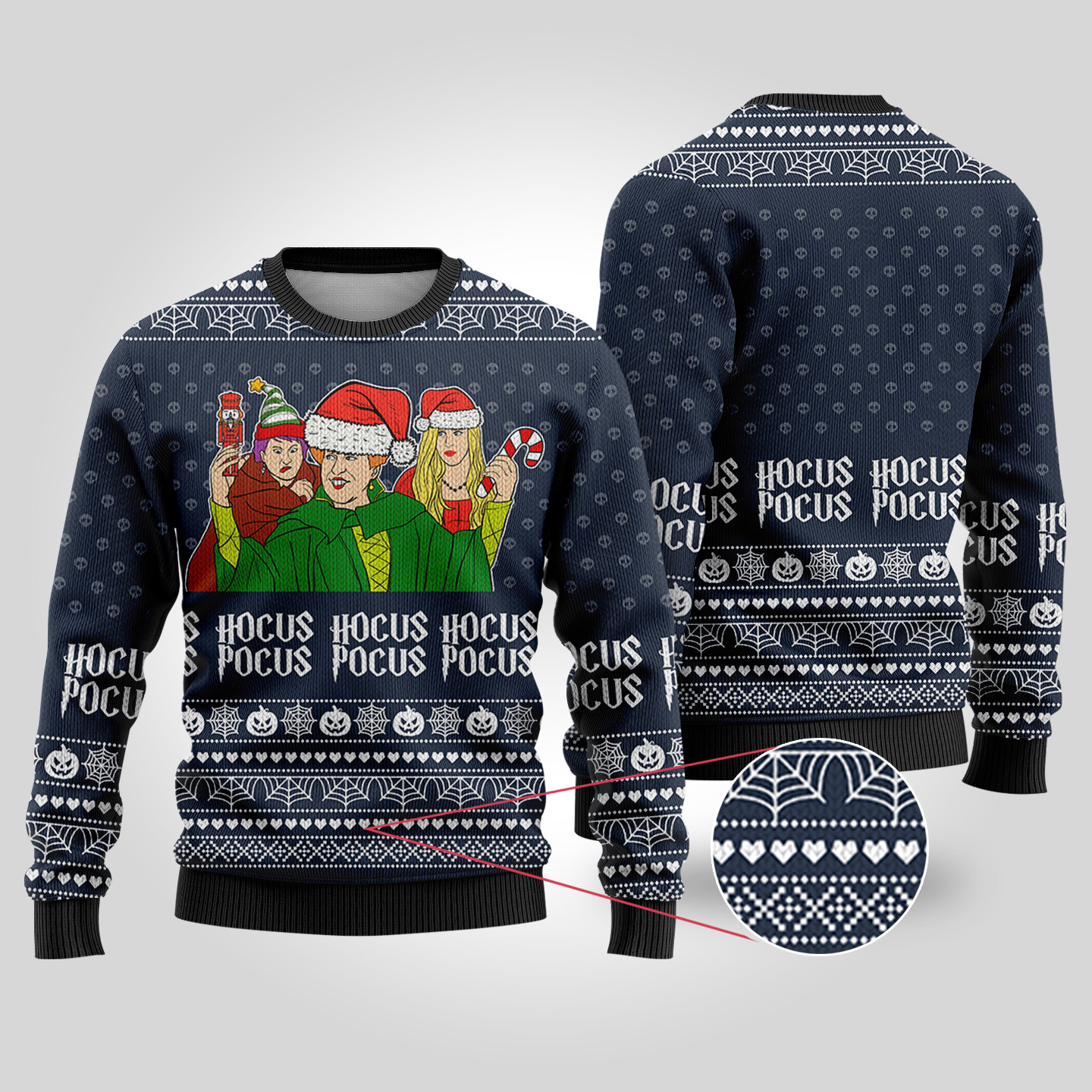 I Put A Spell On You Hocus Pocus Halloween Sweater Navy Warm and Comfy Sweater for Winter Days