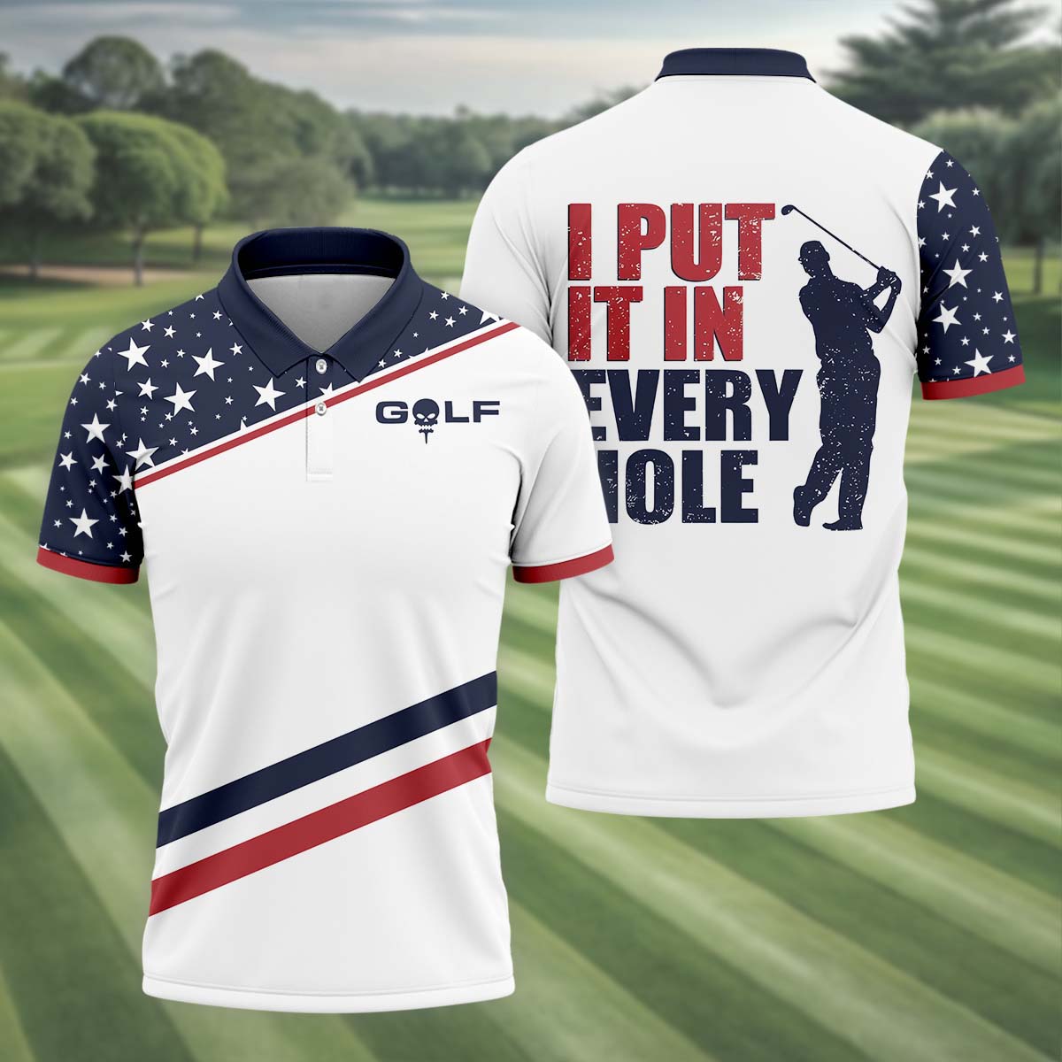 I Put It In Every Hole Golf Polo Shirt Mens Polo Golf Shirts Good Golf Gifts For Dad