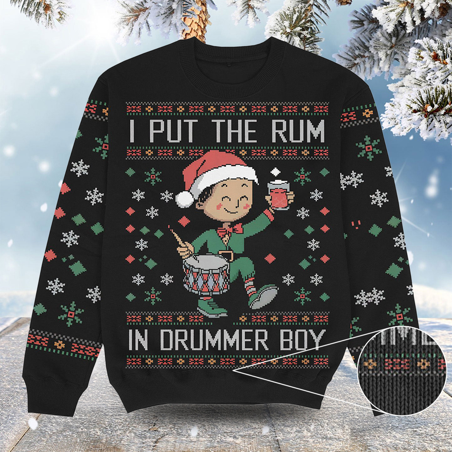 I Put The Rum In Drummer Boy Christmas Ugly Sweater Funny Xmas Clothing Best Secret Santa Gifts