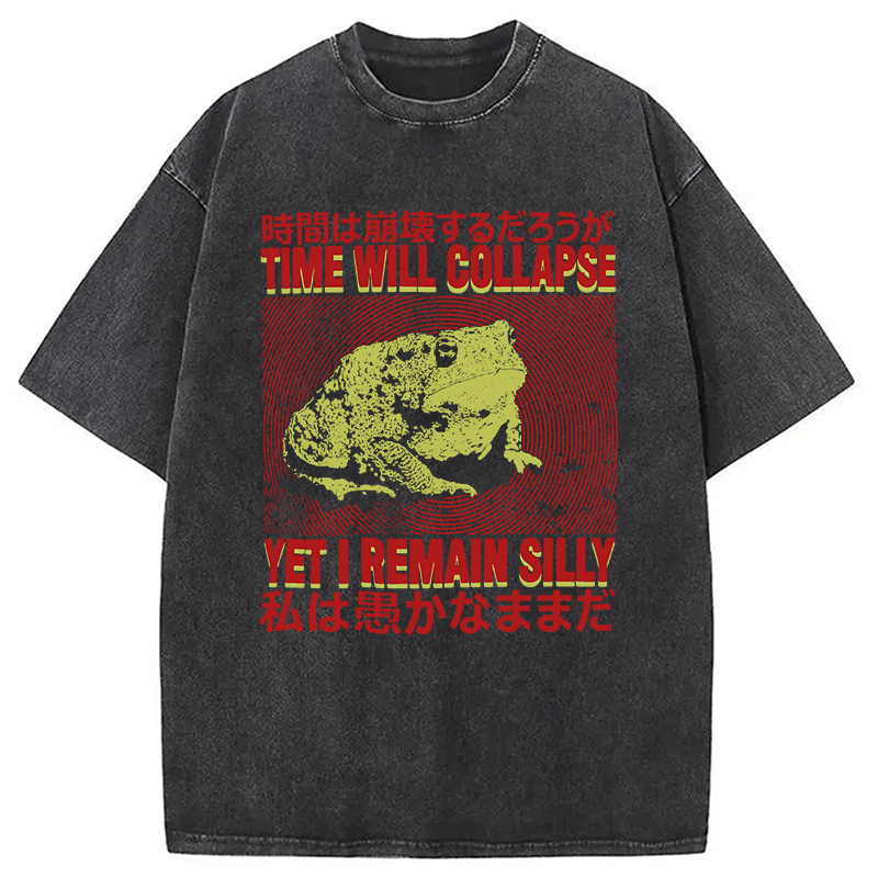 I Remain Silly Frog Washed T-Shirt Trendy Aesthetic Graphic Apparel Gifts For Her