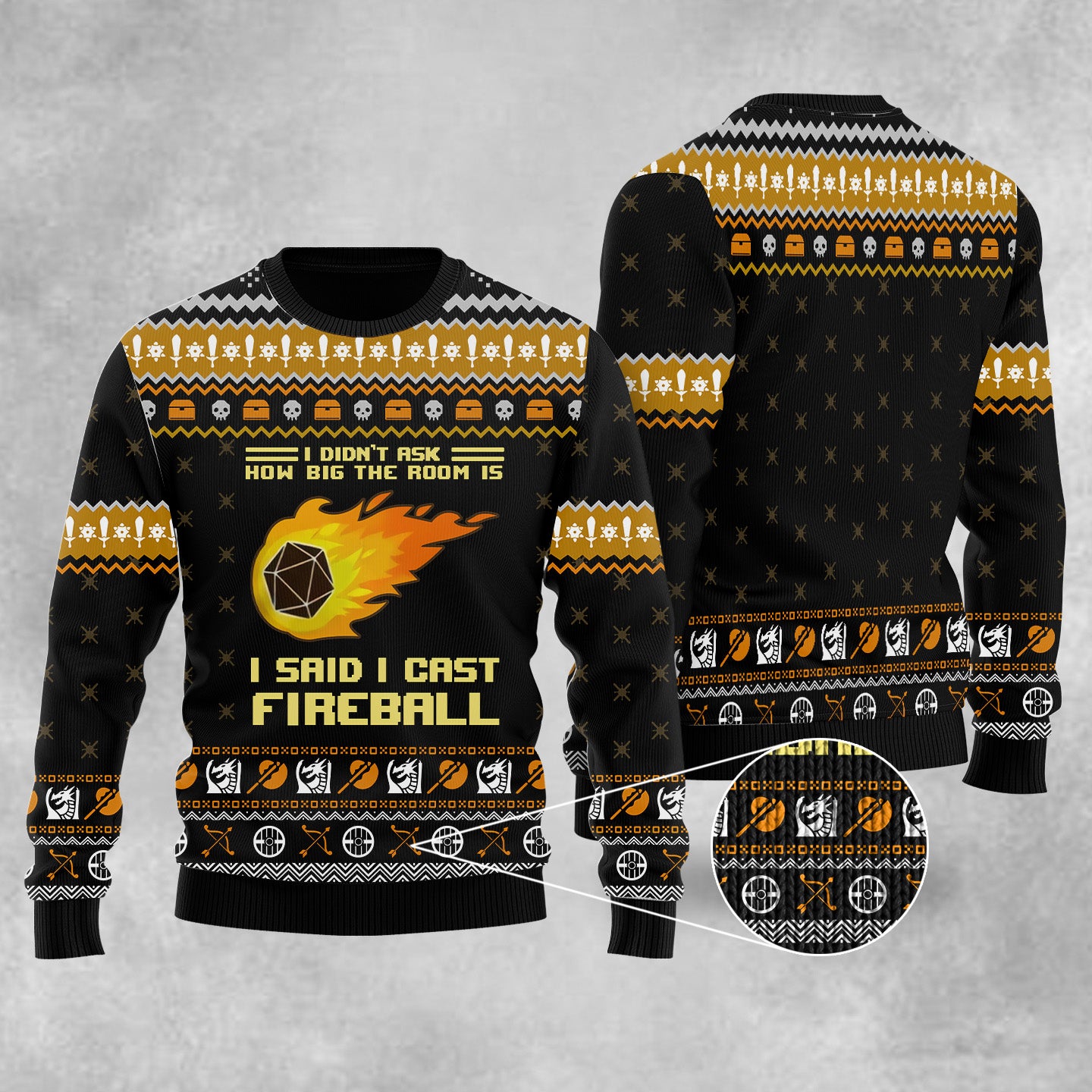 I Said I Cast Fireball Ugly Christmas Sweater Funny Dungeon And Dragon Meme Clothing Gifts