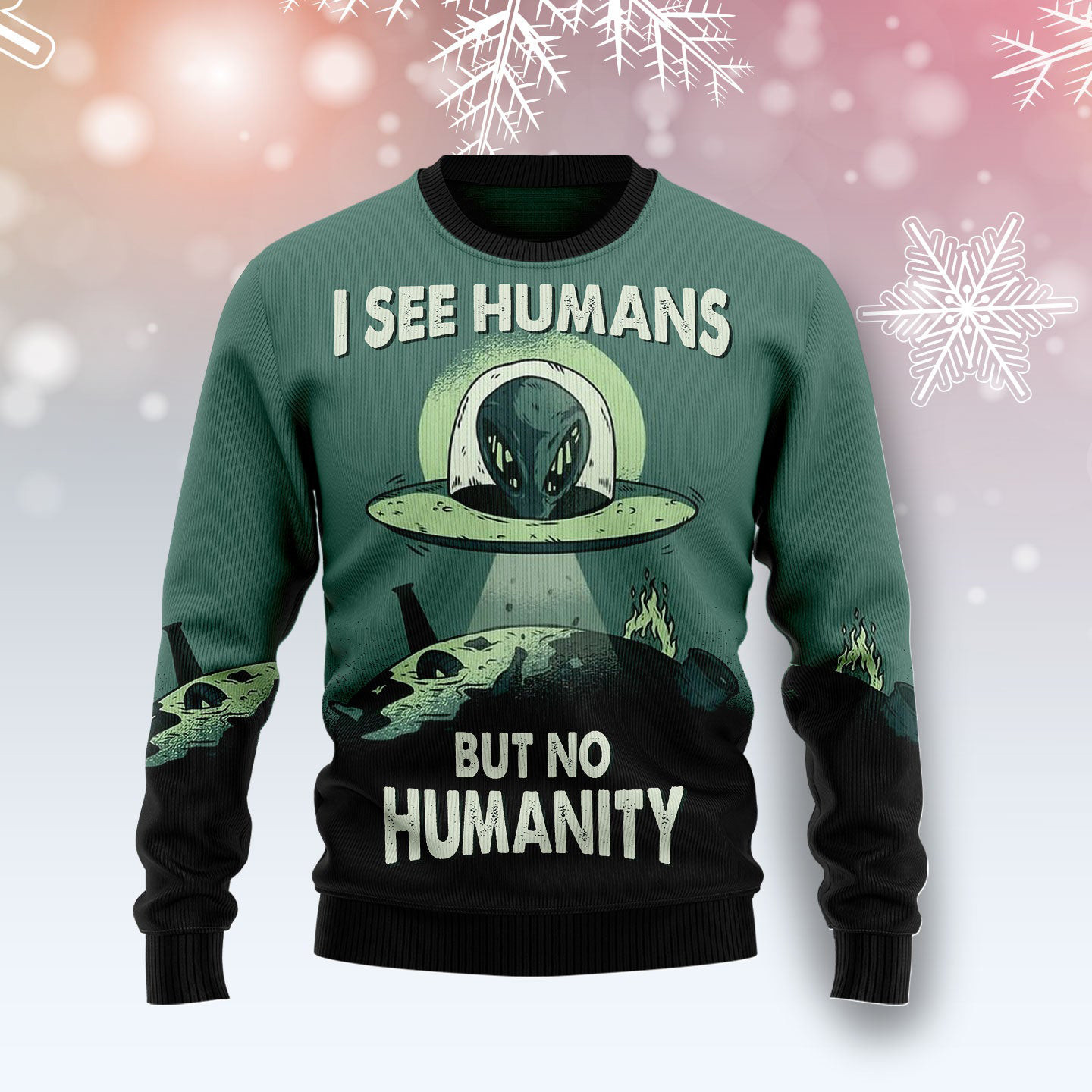 I See Humans But No Humanity Christmas Ugly Sweater Best Ugly Christmas Sweaters Gifts