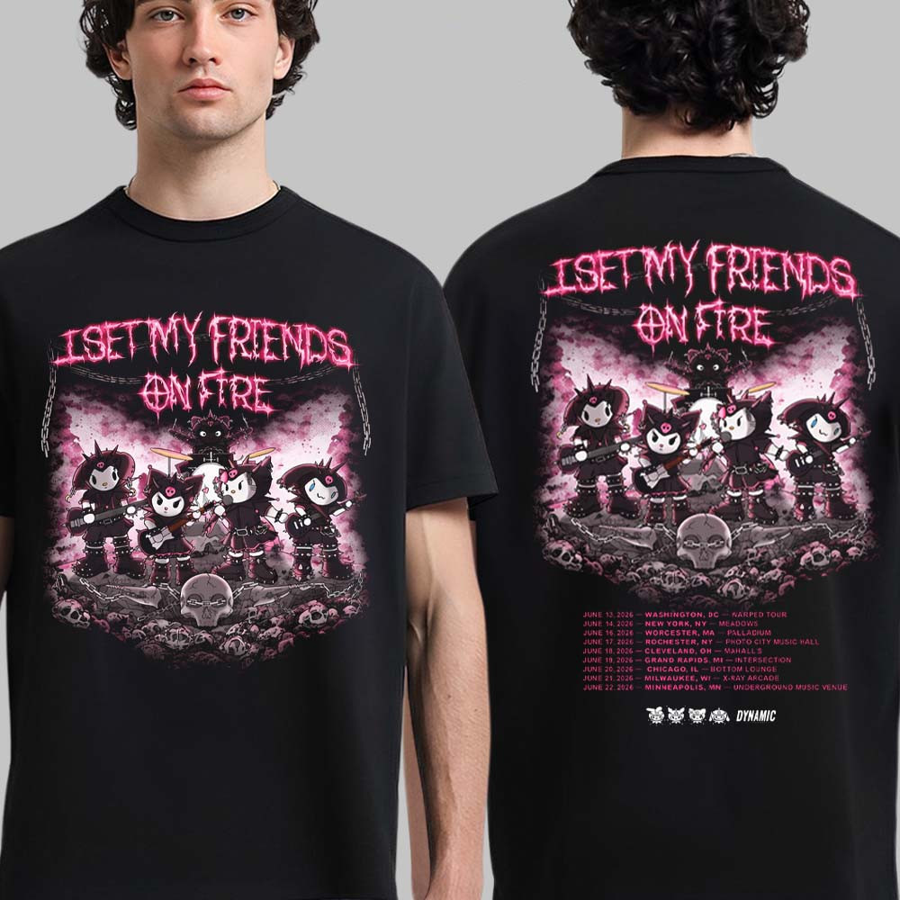I Set My Friends On Fire Warped Tour North America 2026 T-Shirt Hello Kitty Style Art Shirt