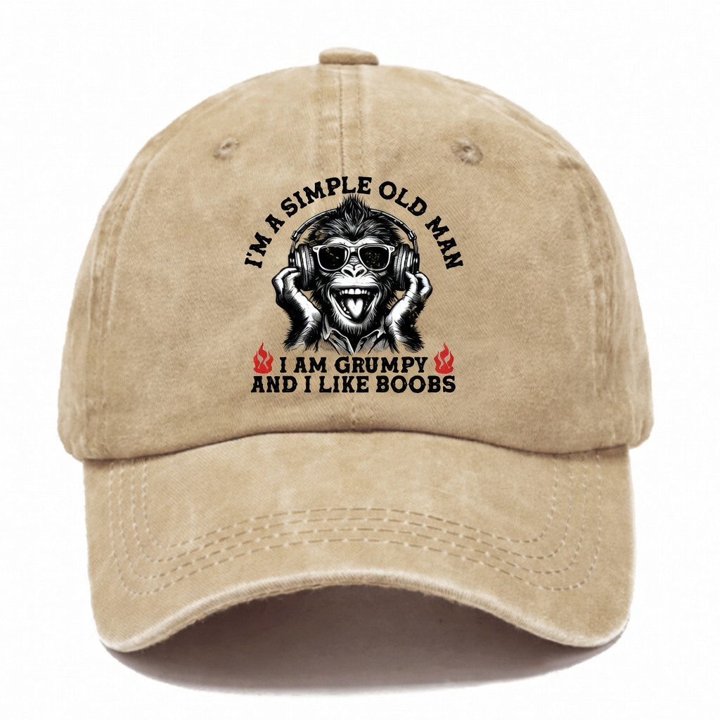 I Simple Old Man Baseball Cap I Am Grumpy And I Like Boobs Merch Gift Ideas