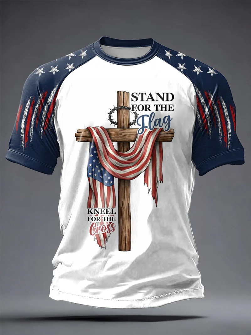 I Stand For The Flag Kneel At The Cross Shirt Christians Faith Apparel Gift for Him