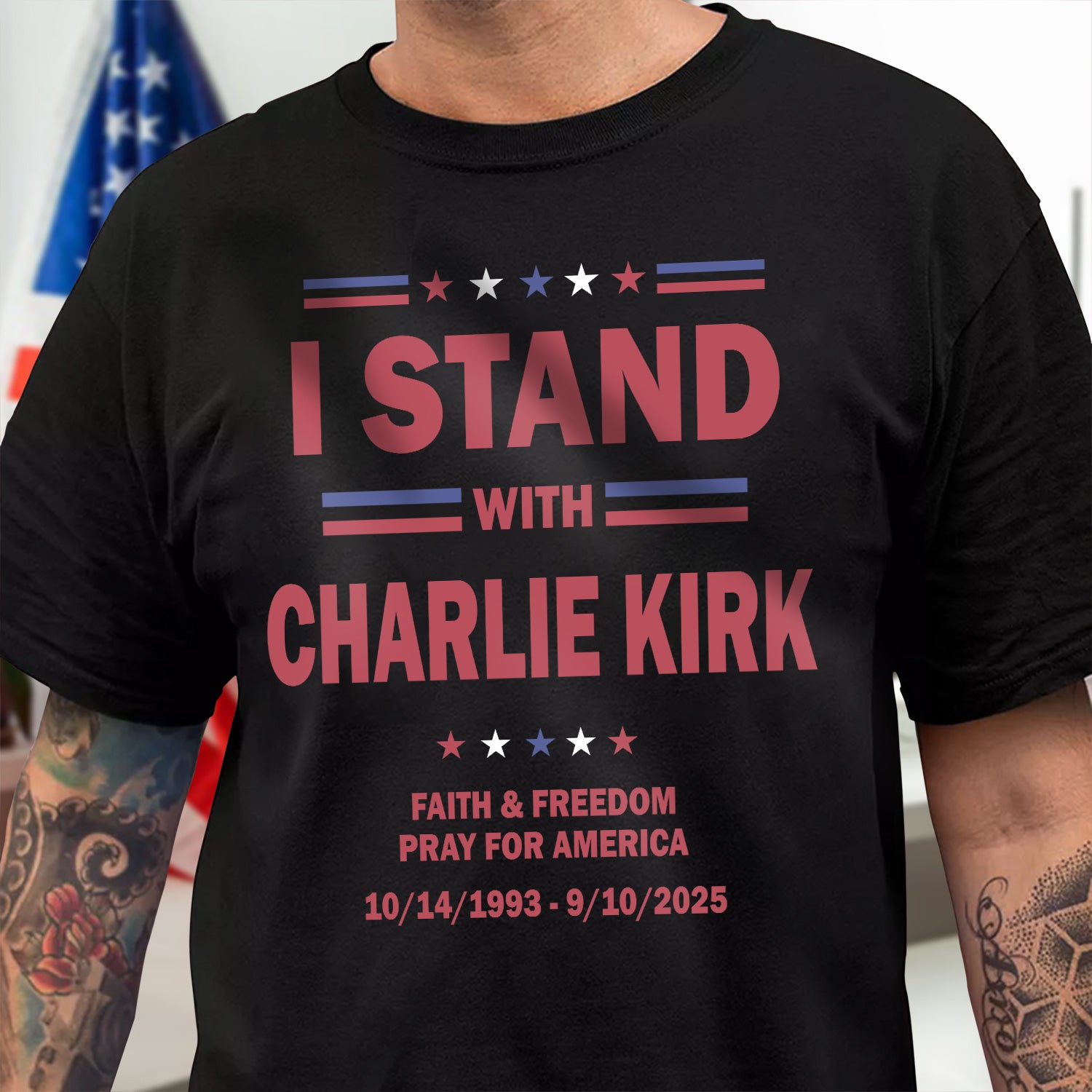 I Stand With Charlie Kirk Faith & Freedom Dark Shirt Gift for Charlie Kirk Supporters