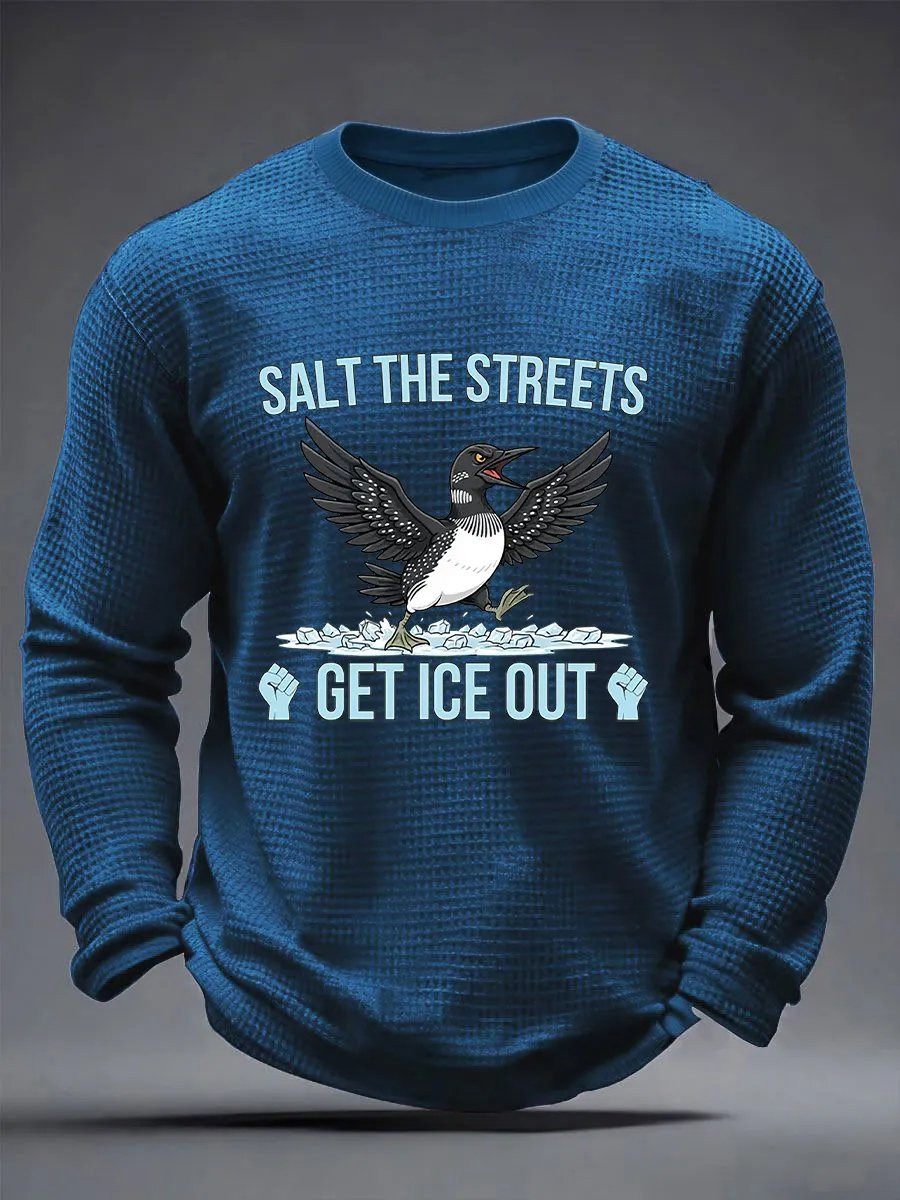 I Stand With Minnesota Waffle Long Sleeve T-Shirt Salt The Streets Get ICE Out Shirt Men's