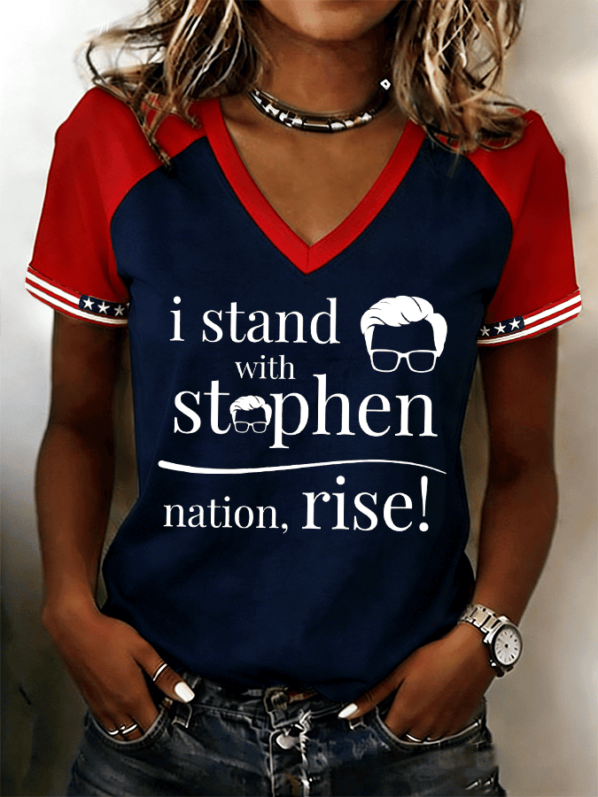 I Stand With Stephen Nation Rise T-Shirt Stephen Colbert Final Show Clothes Political Gift