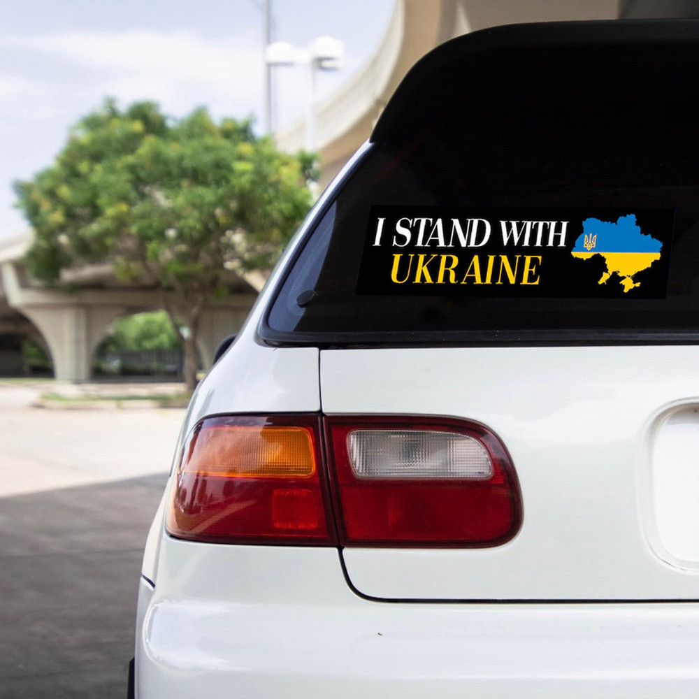 I Stand With Ukraine Car Stickers Ukrainian Map Stand With Support Ukraine Merchandise