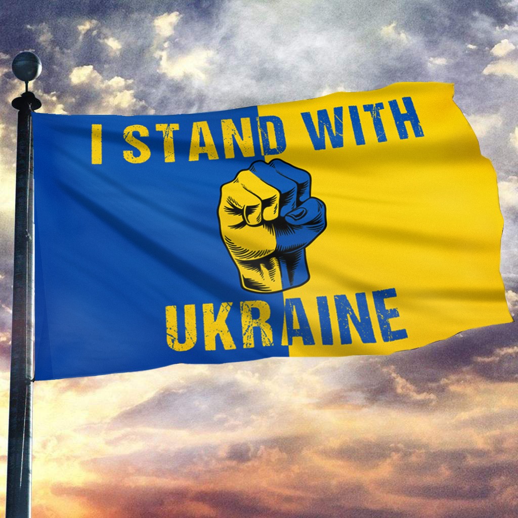 I Stand with Ukraine Flag Support Ukraine Flag Merchandise Gifts For Supporters