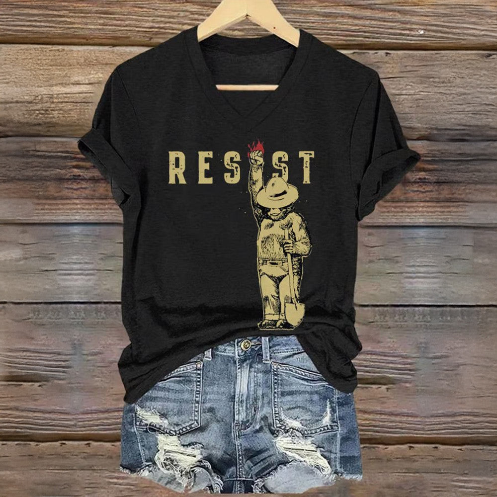 I Stand With Yosemite V-Neck T-Shirt Resist Smokey The Bear National Park Shirt Women Gifts