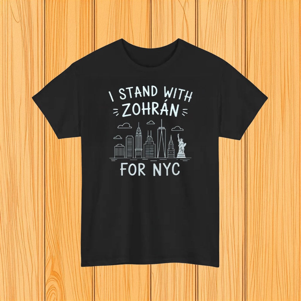 I Stand With Zohran For NYC T-Shirt New York Skyline Graphic Tee City Pride Gifts For Men