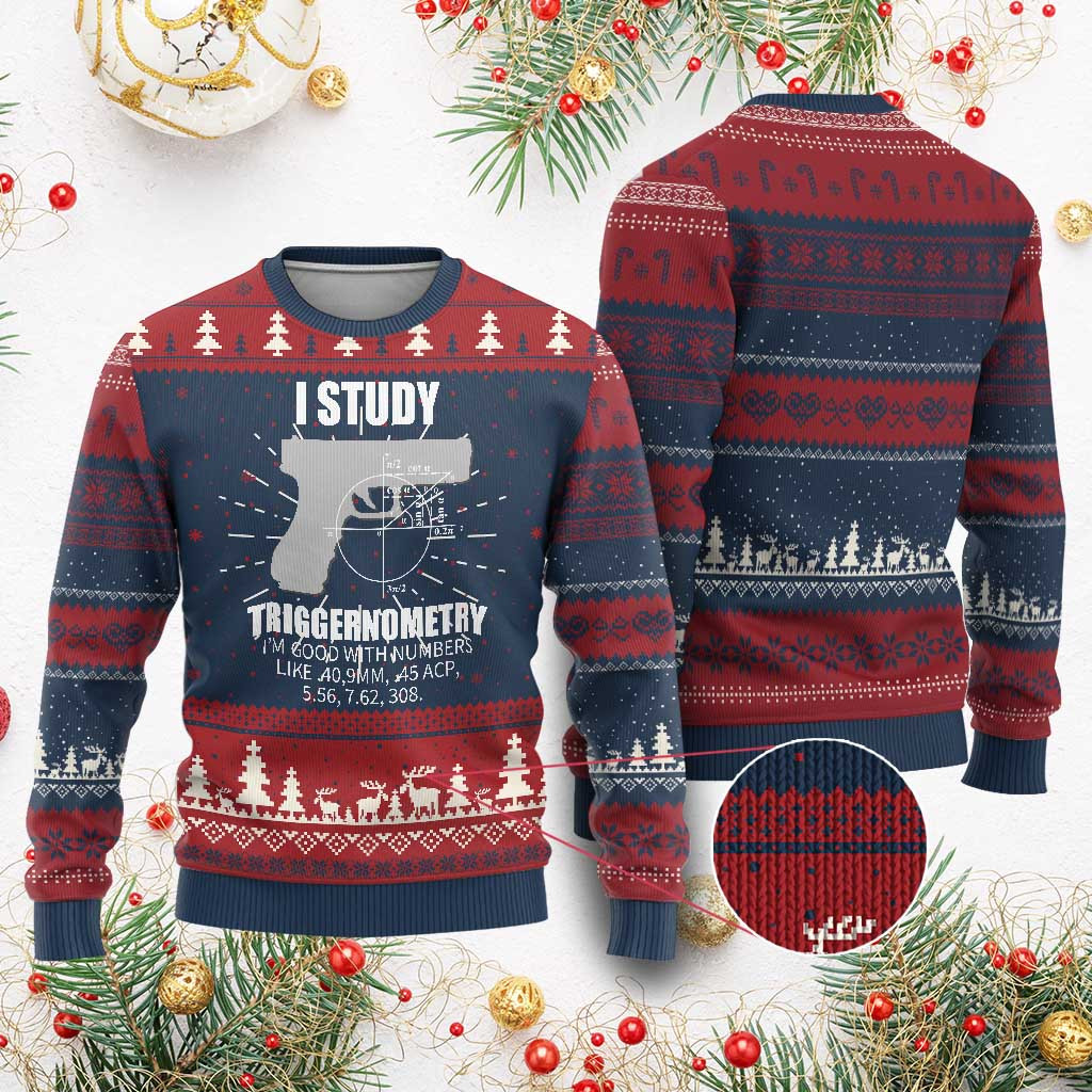 I Study Triggernometry Ugly Christmas Sweater Clothing Gift For Gun Owners