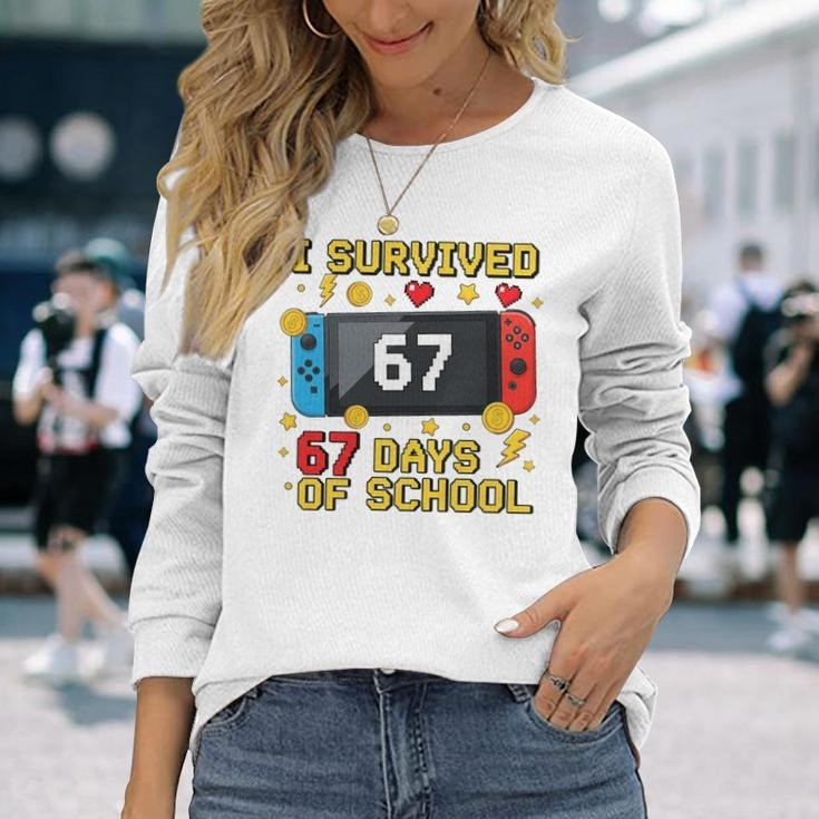 I Survived 67 Days Of School Long Sleeve Shirt Funny Gaming Shirt Gift For Students