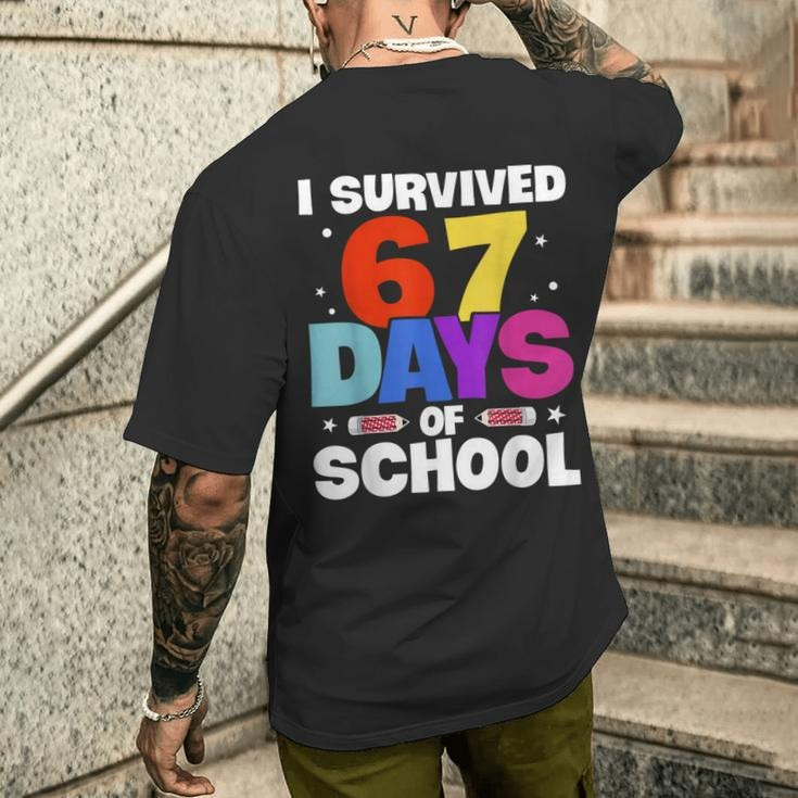 I Survived 67 Days Of School Men's T-shirt Meme Six Seven Clothing Funny Gifts For Teens