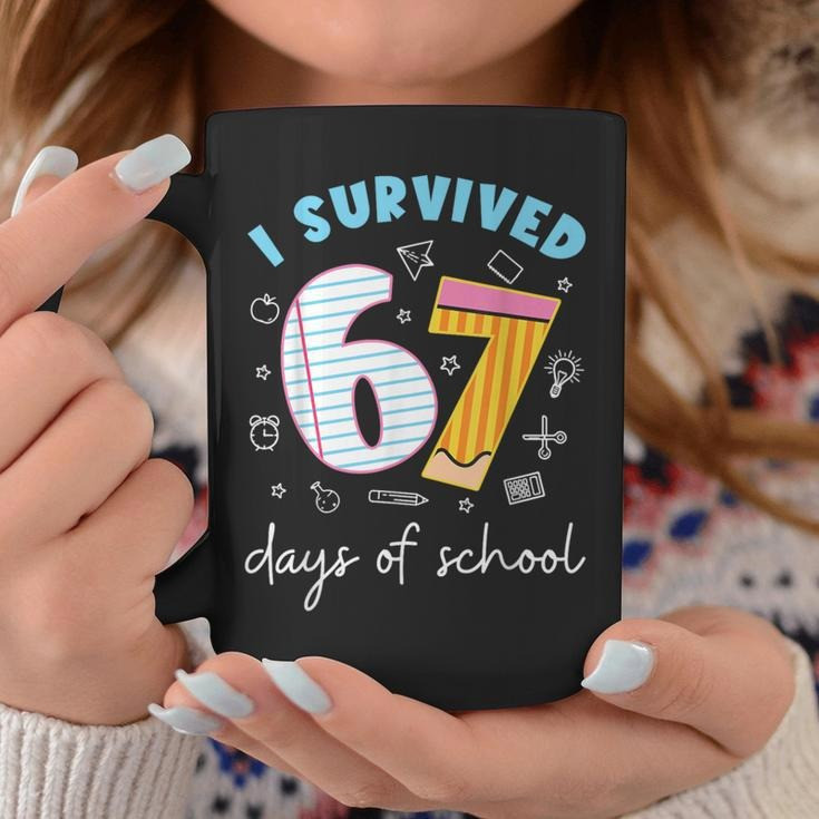 I Survived 67 Days Of School Mug Meme Teacher Student Coffee Mug Funny Gift Ideas