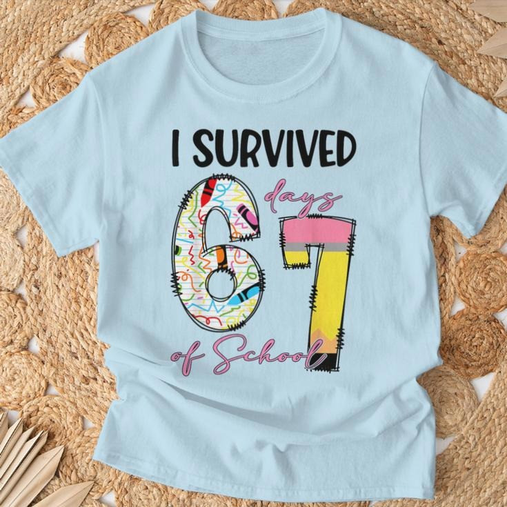I Survived 67 Days of School T-Shirt 67 Meme Classroom Tee Humor Gifts For Girls