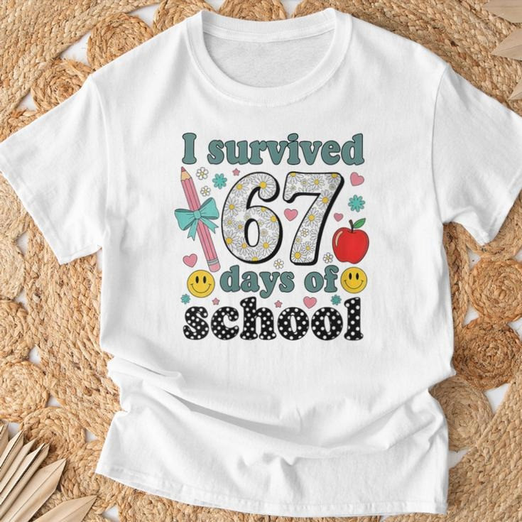 I Survived 67 Days Of School T-Shirt 67 Meme Teacher Matching Shirt Present Ideas
