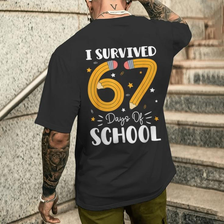 I Survived 67 Days of School T-Shirt Cute Pencil Design Classroom Shirt Humor Gifts