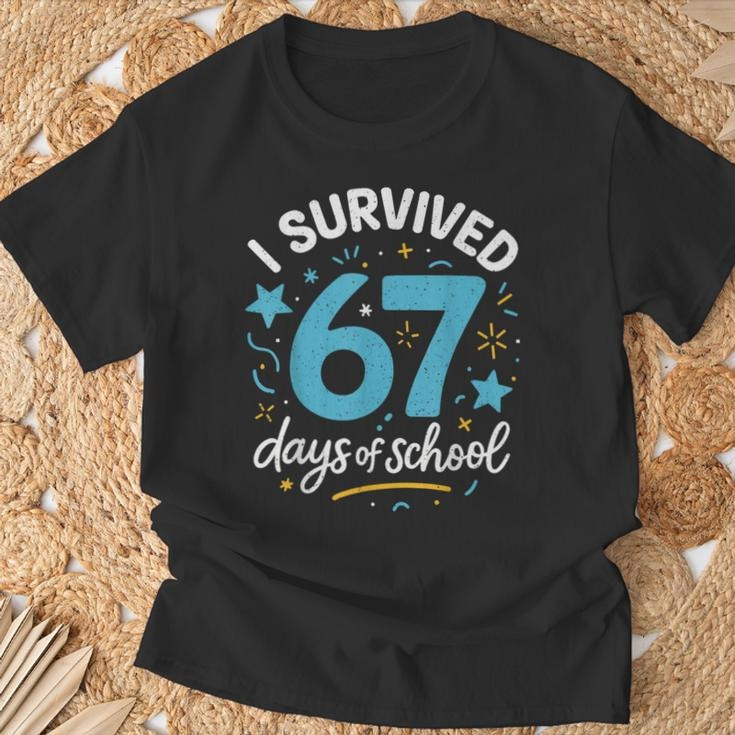 I Survived 67 Days Of School T-Shirt Six Seven Meme Shirt Boys Teens Gift Ideas