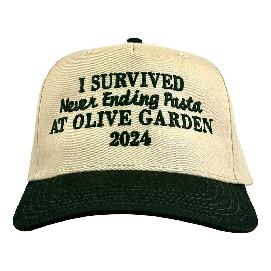 I Survived Never Ending Pasta Hat Embroidery At Olive Garden 2024 Hat Fan Merch I Survived Never Ending Pasta Hat Embroidery At Olive Garden 2024 Hat Fan Merch