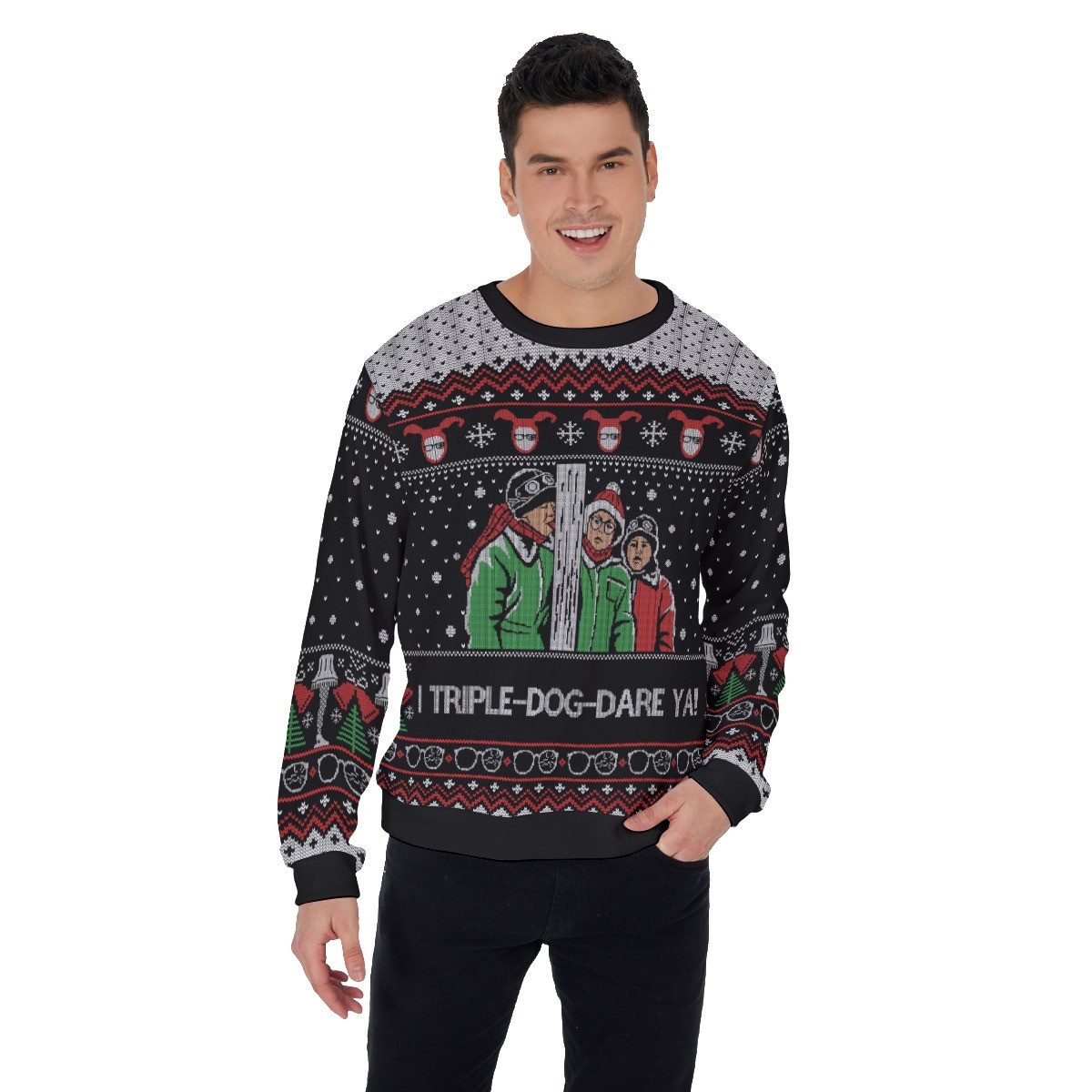 I Triple Dog Dare You A Christmas Story Ugly Sweater Black Best Gift Idea for Christmas Enthusiasts