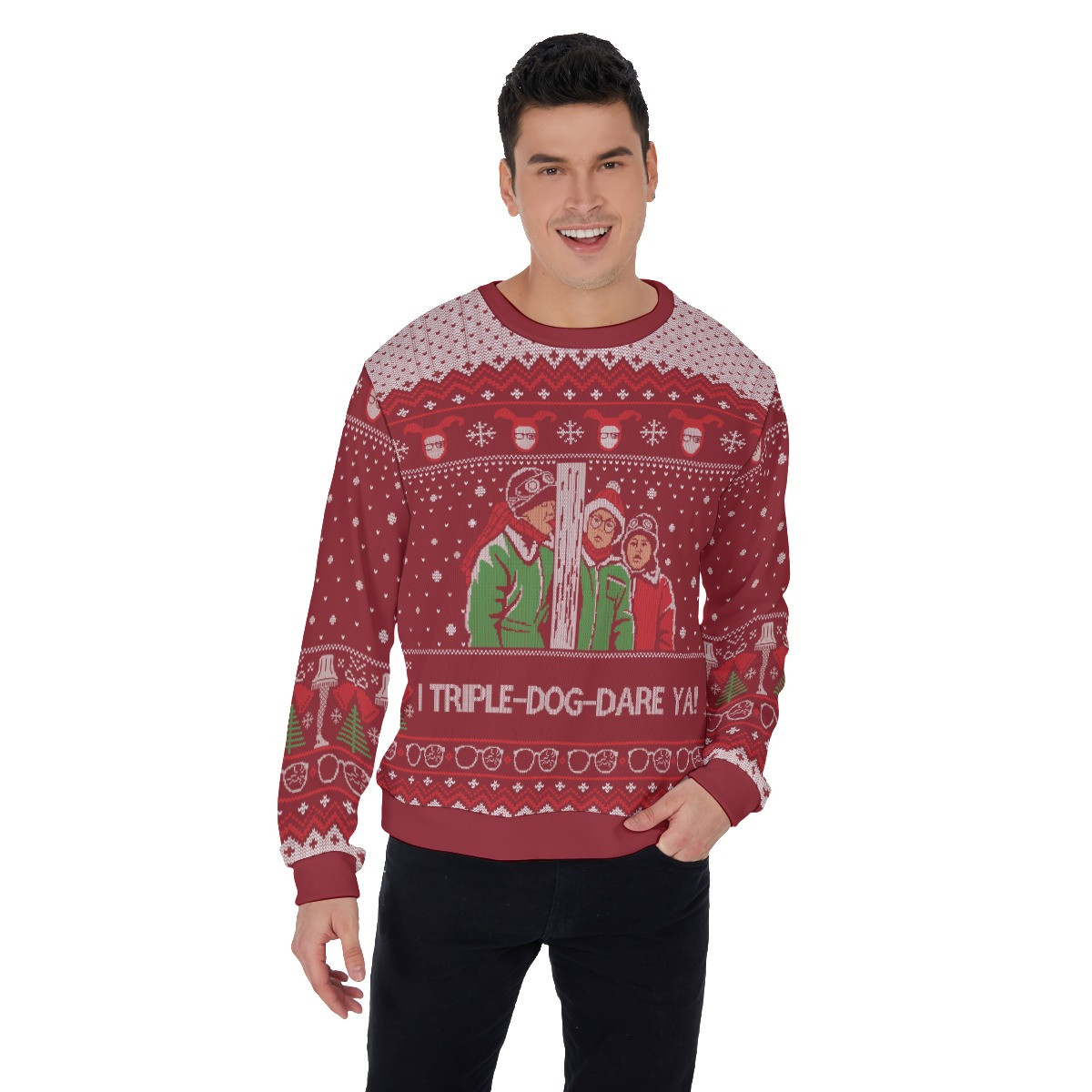 I Triple Dog Dare You A Christmas Story Ugly Sweater Cardinal Red Trendy Christmas Sweater for Winter Outfits