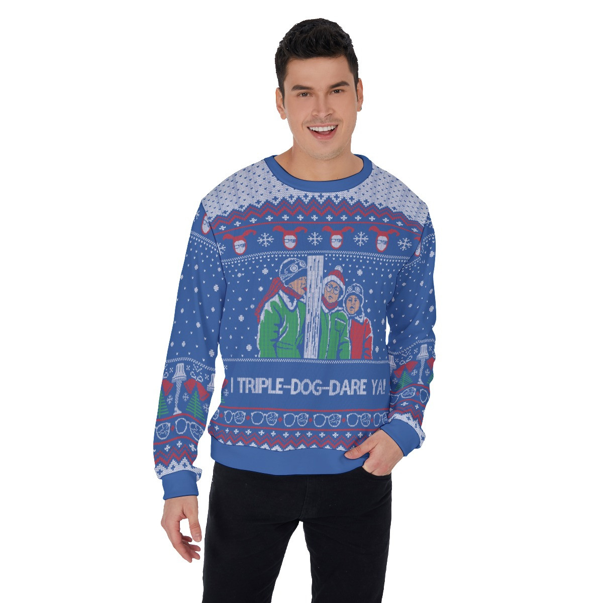 I Triple Dog Dare You A Christmas Story Ugly Sweater Royal Classic Holiday Sweater for Festive Looks