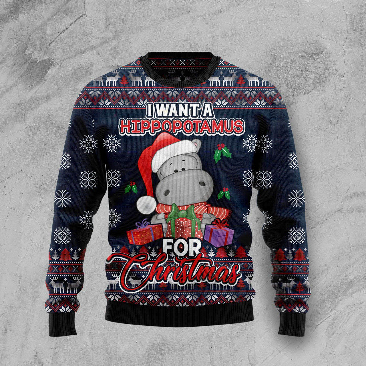 I Want A Hippopotamus Ugly Christmas Sweater Cute Hippo Apparel Christmas Gifts For Her