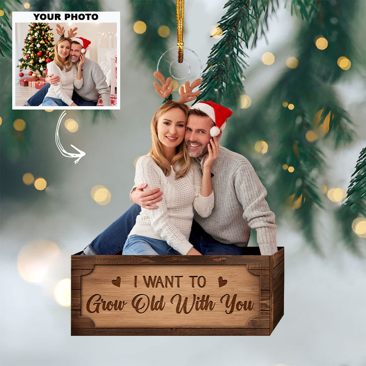 I Want To Grow Old With You Personalized Custom Photo Mica Ornament Christmas Gift For