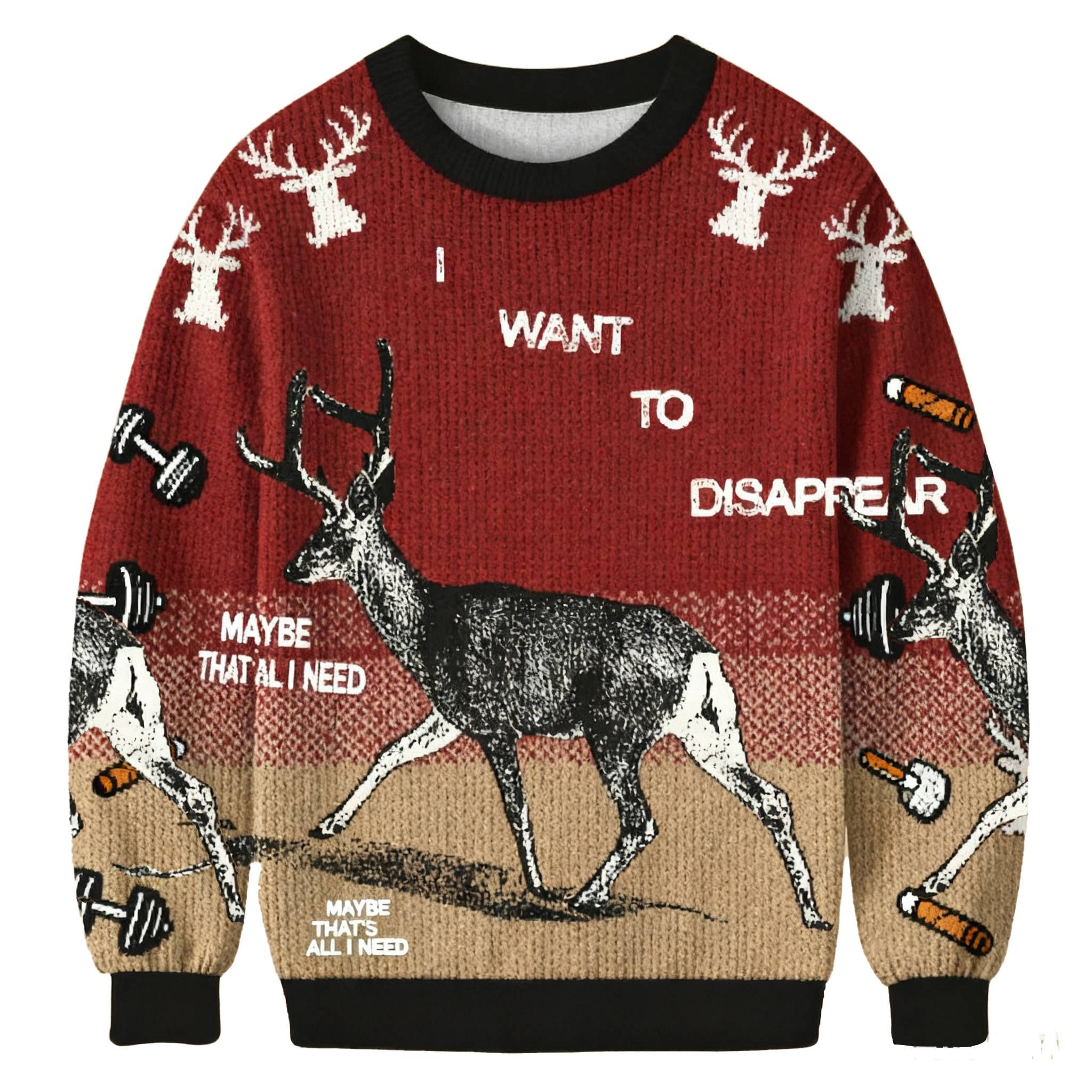 I Want To Transform Into A Deer Christmas Ugly Sweater Holiday Clothing Xmas Gift For Deer Lover